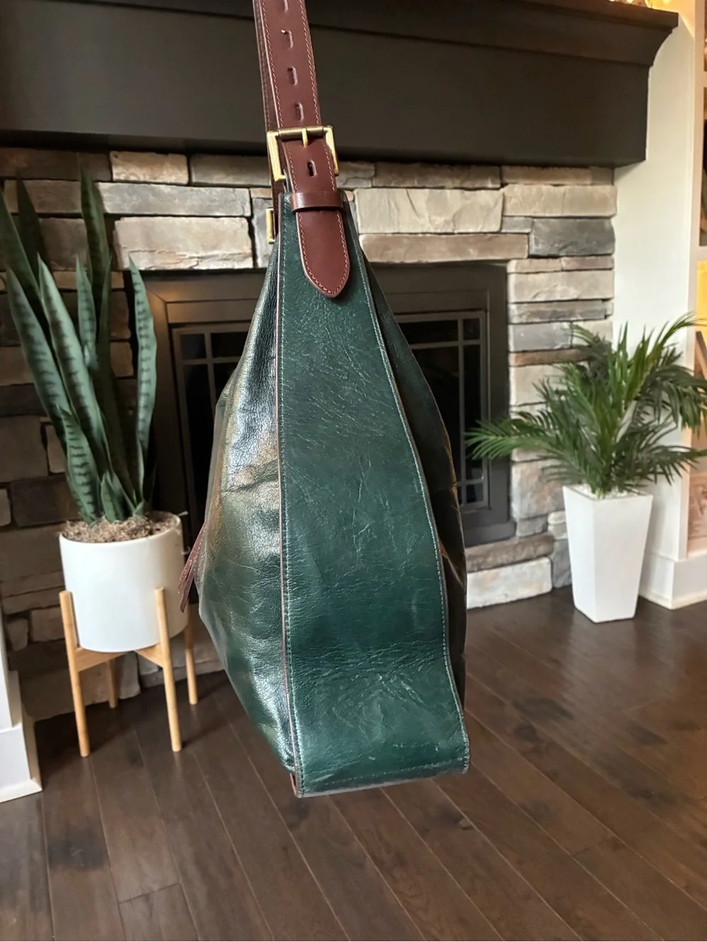 Hobo Marley Leather Shoulder Hobo Bag Deep Green